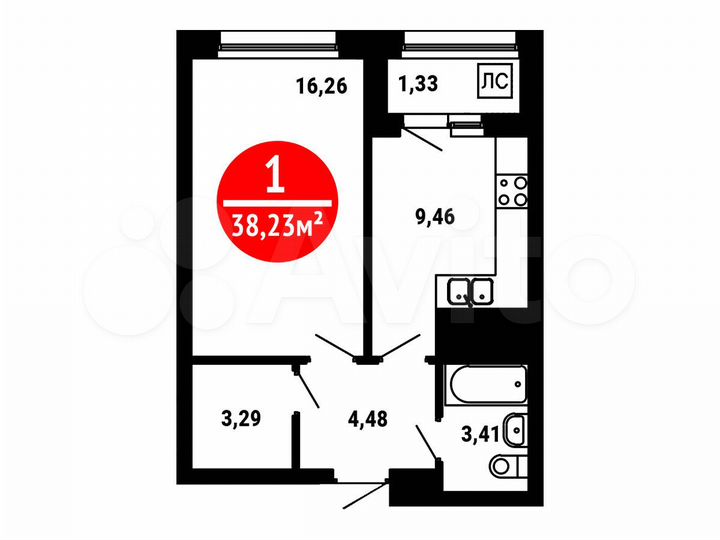 1-к. квартира, 38,2 м², 17/25 эт.