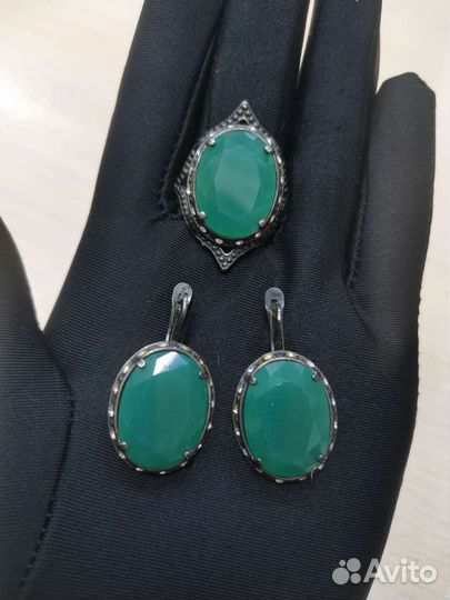 Комплект серьги и кольцо Бижутерия СССР (Ч)