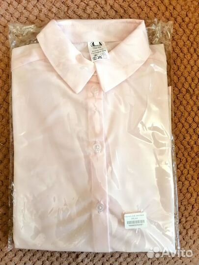 Блузки рубашки школьн., рост 140 - 164, бел./роз