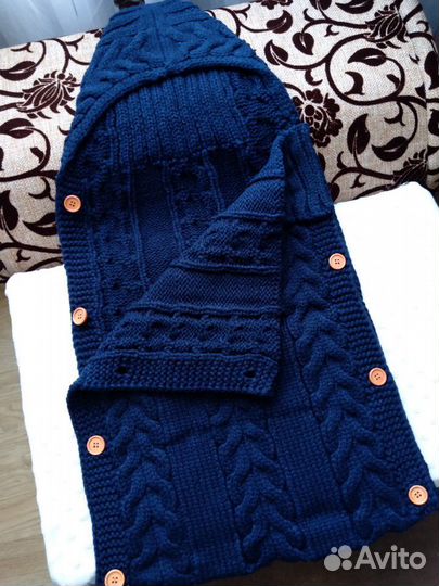 Вязанный конверт для новорожденного. Новый