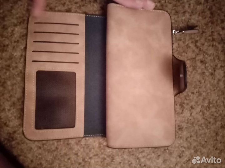 Кошелек натуральная замша и кожа