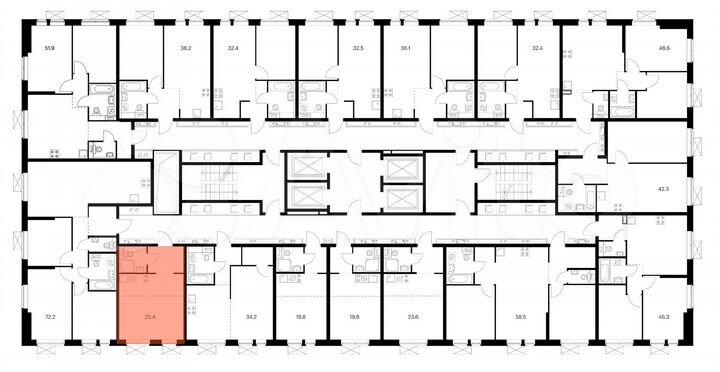Квартира-студия, 25,4 м², 29/33 эт.