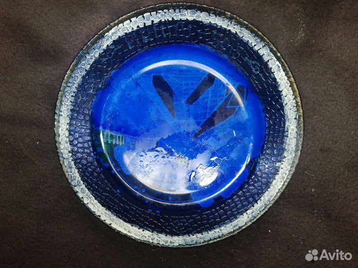 Тарелка сувенирная стекло Зимний пейзаж