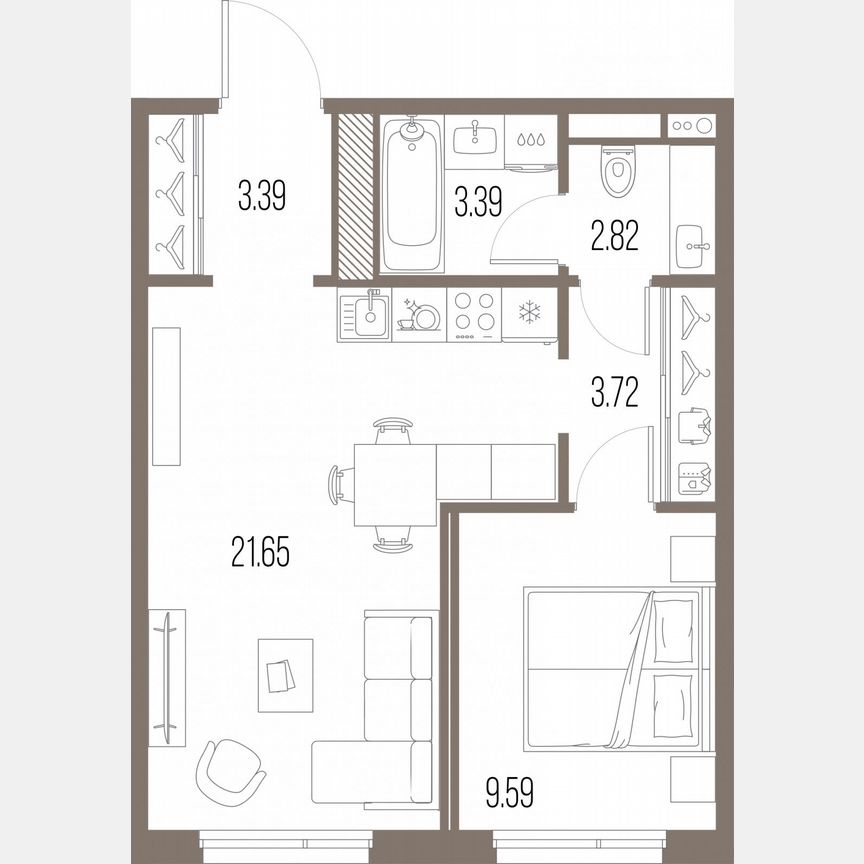 1-к. квартира, 44,6 м², 10/10 эт.