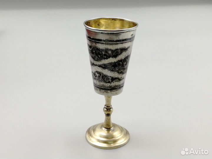 Рюмка 25 мл серебро 875 Звезда позолота чернь