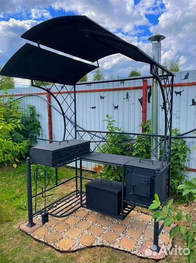 Дачный мангал с печкой/ Стальной/Сборный