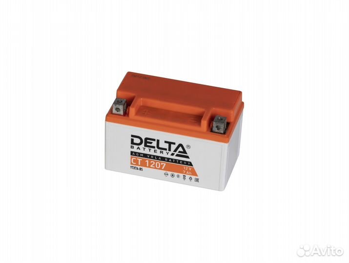 Мото аккумулятор Delta CT 1207 (12V / 7Ah / 105A)