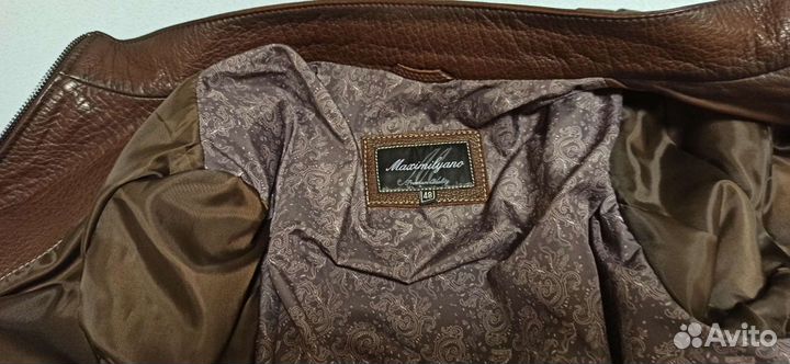 Кожаная куртка мужская, коричневого цвета, новая