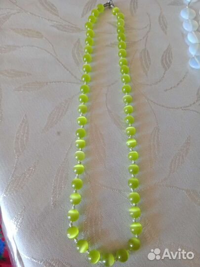 Бусы кошачий глаз