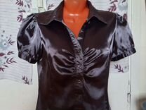 Черная шелковая блузка размер 44