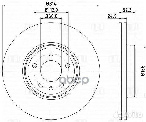 Диск тормозной для а/м Audi A4 (07) /A5 (07) п