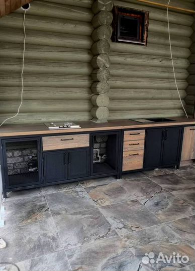 Кухня лофт на дачу в беседку летнюю кухню