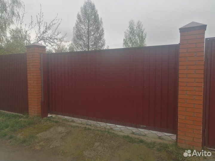 Откатные ворота из профнастила под ключ