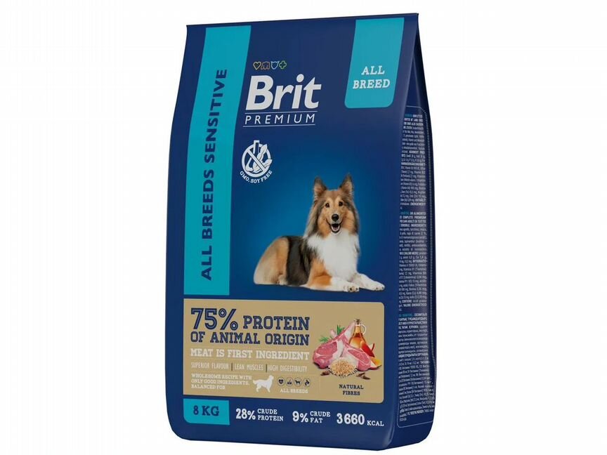 Сухой корм Brit Premium Sensitive для собак, 8кг