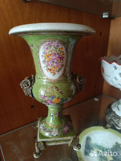 Конфетница и кубок фарфор с бронзой, новые