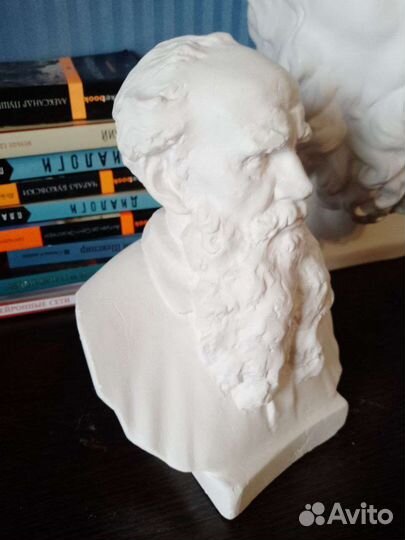 Бюст Льва Толстого. 21 см. Гипсовая голова