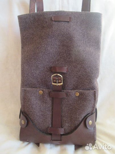 Рюкзак на заказ из кожи и войлока 23 х 40