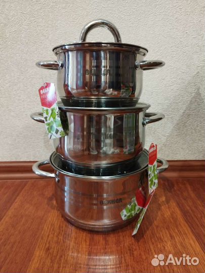 Набор кастрюль 2.9л, 3.9л и 6.5л. Индукция.Новая