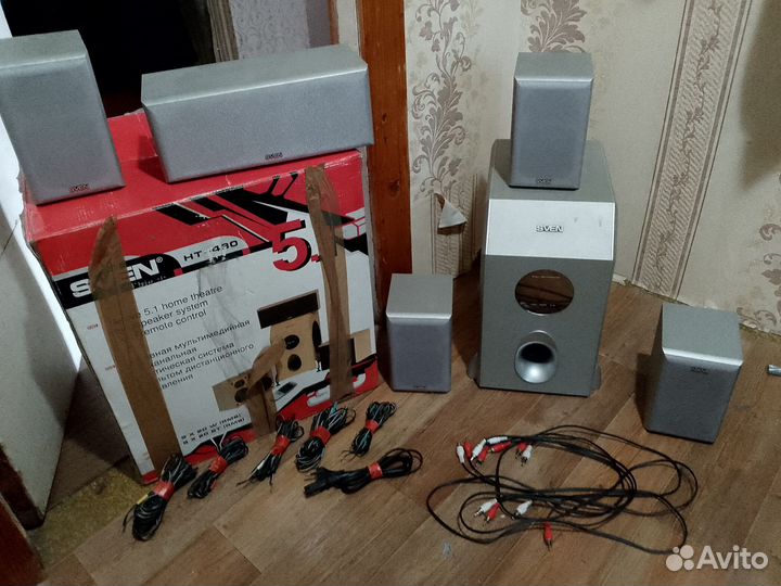 Сабвуфер и колонки sven+усилитель Ямаха