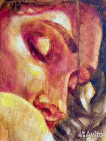 Картина маслом на холсте стильный портрет девушки