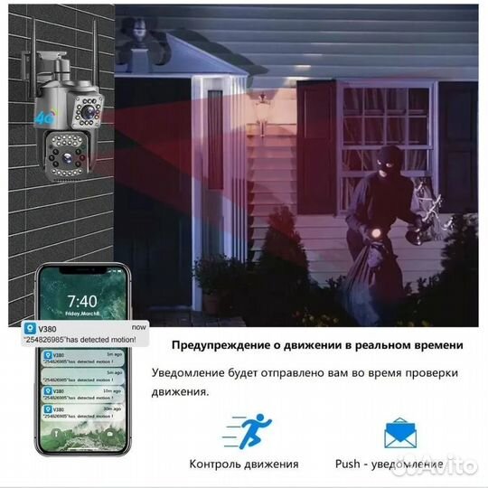 4G SIM Камера видеонаблюдения два в одном