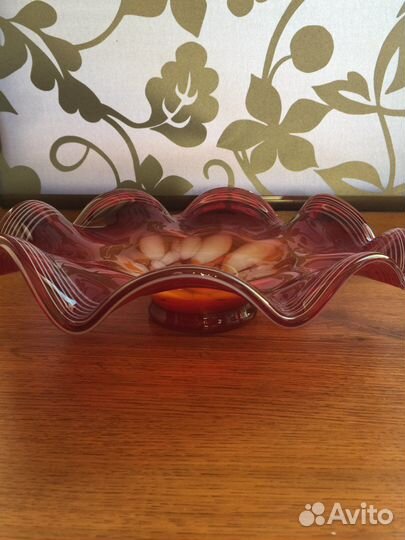 Блюдо 30 см цветное гутное стекло