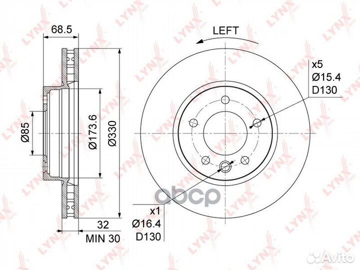 Диск тормозной перед лев BN1212L lynxauto