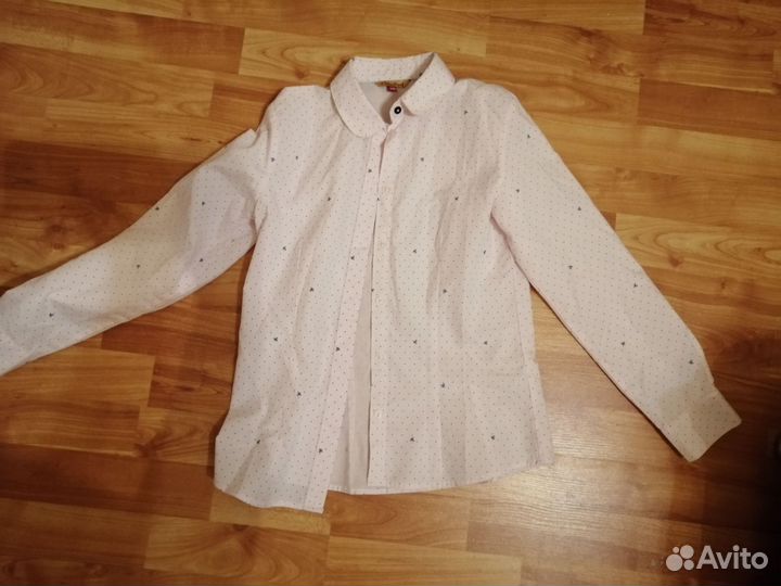 Флисовая поддева, джинсы, рубашка рост 140 девочке