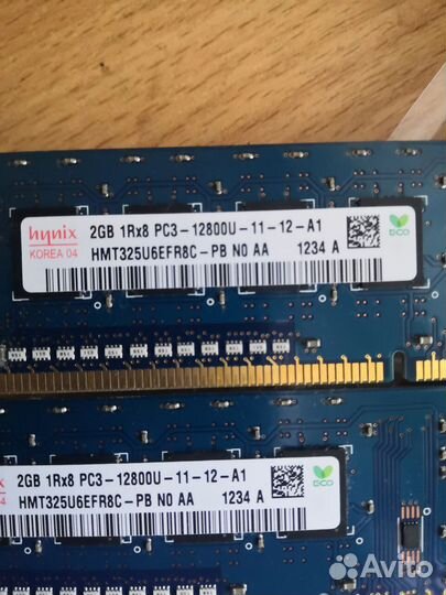 Оперативная память Hynix 2 гб DDR3 2 плашки