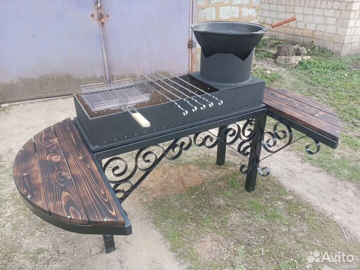 Мангал с печью под казан