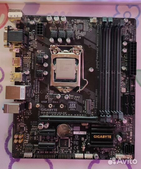 Материнская плата Gigabyte b250 + celeron G3900