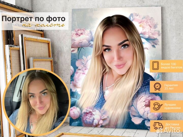 Портрет по фото на заказ картина по фото на холсте