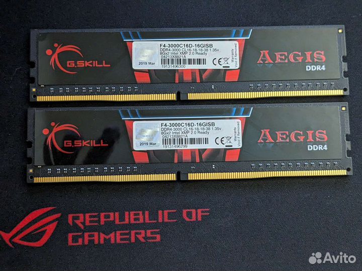 Озу ddr4 G-Skill Aegis 16 gb dual 3000 mg