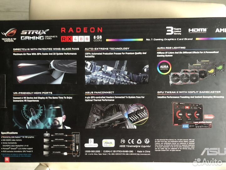 Видеокарта Asus AMD Radeon RX 480 strix OC 8GB