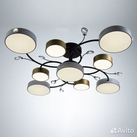 Люстра 'Ассами' 9хLED 216Вт 3000-6000К бело-золото