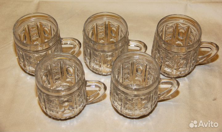 Хрустальные кружки советских времён - 5 штук