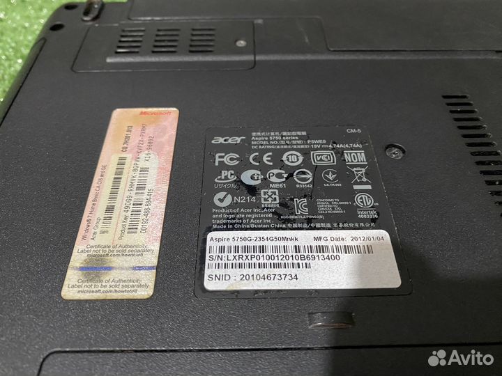 Ноутбук Acer aspire 5750g