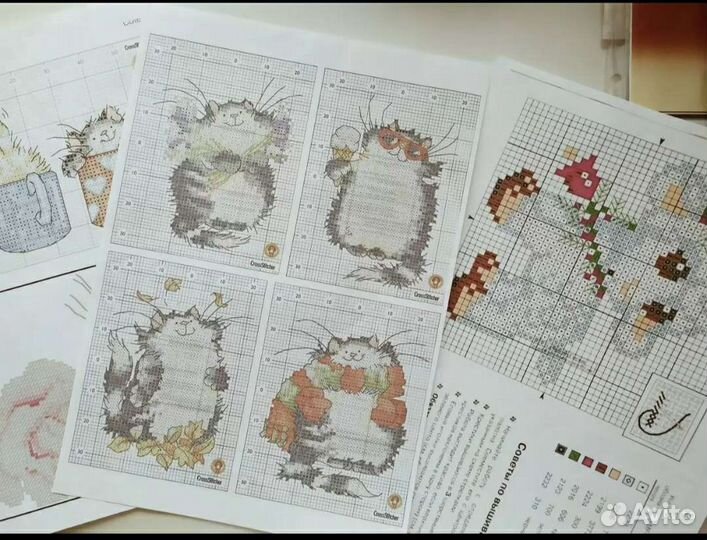 Остатки наборов, схемы, журналы для вышивки