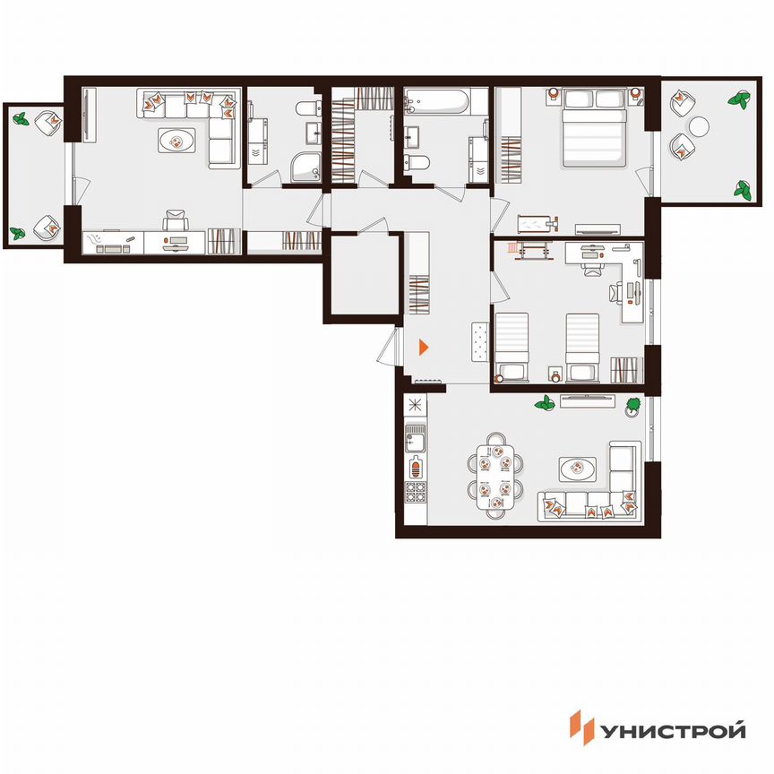 3-к. квартира, 102,1 м², 1/5 эт.