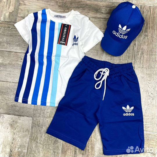 Костюм тройка адидас с кепкой на подарок