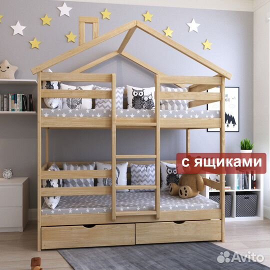 Двухъярусная кровать из дерева