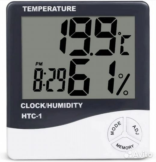 Термометр-гигрометр комнатный, часы-будильник