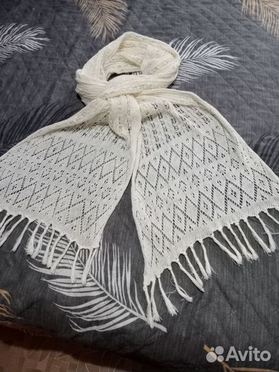 Шарф- палантин ажурный лён