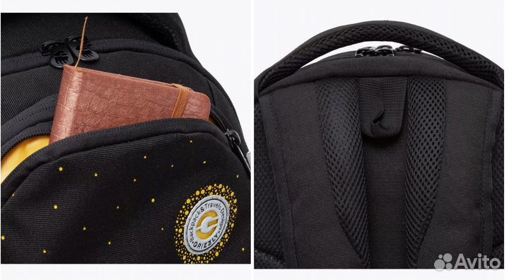 Рюкзак эргономич. Grizzly Кошки черный - золото 29