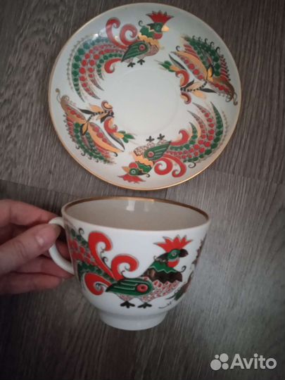 Чайная пара фарфор СССР, лфз с клеймом