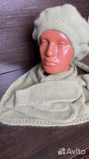 Комплект берет, варежки и бактус