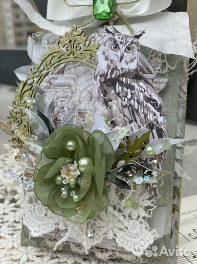 Поздравительная открытка-тег ручной работы