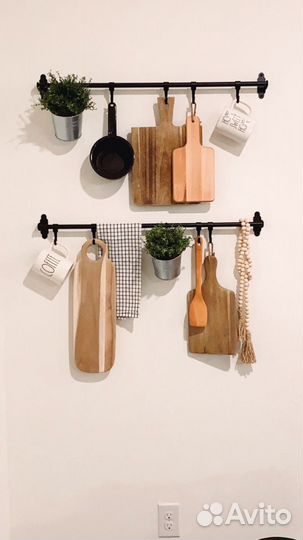 Рейлинг и крючки Икеа Hultarp чёрный 60 см