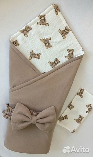 Конверт плед на выписку с бантом