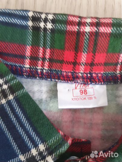 Рубашка в клетку утепленная 98 размер